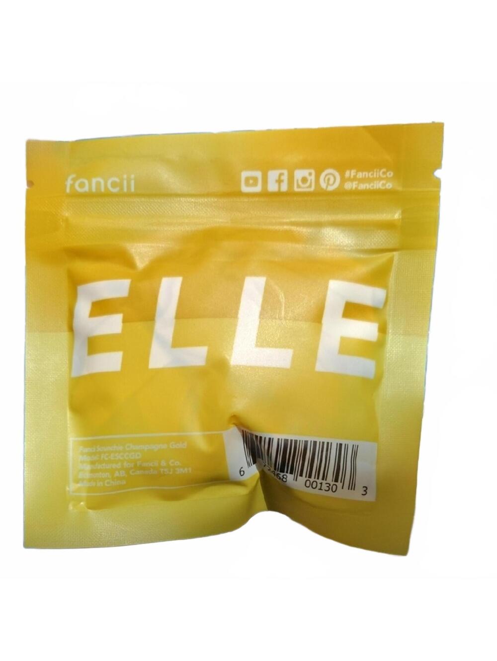 Fancii ELLE Satin Scrunchie Hair Tie Bow Champagne Gold NWT Sealed